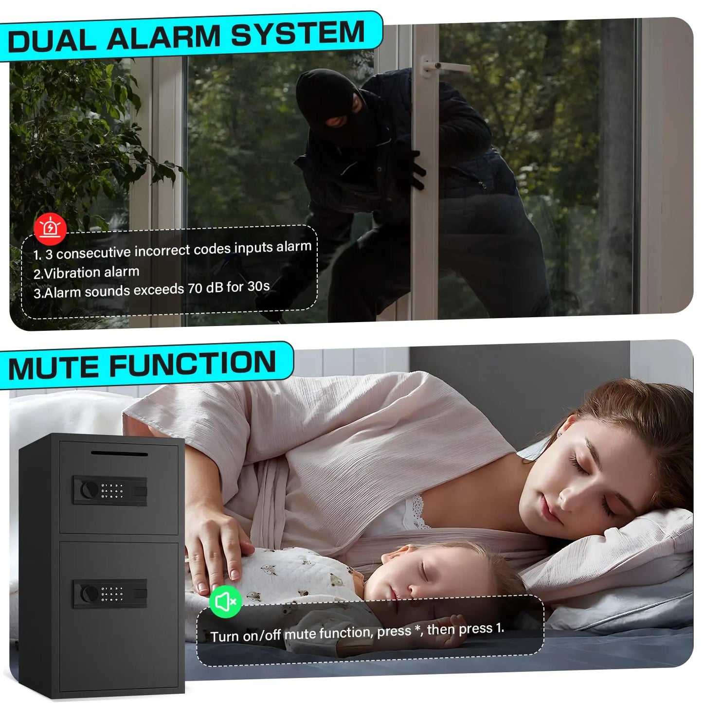 6.0 Cu Ft Extra Large Digital Safe Box With Deposit Slot Fireproof Waterproof Bag
