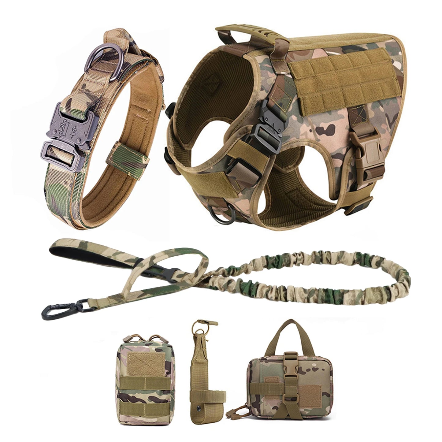 Tactical Dog Harness For German Shepherds And Large Dogs With MOLLE Pouches