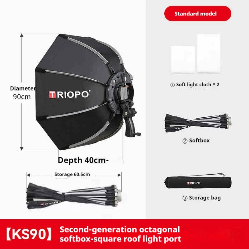 TRIOPO 65cm Foldable Octagon Softbox For Godox Yongnuo Speedlite Flash