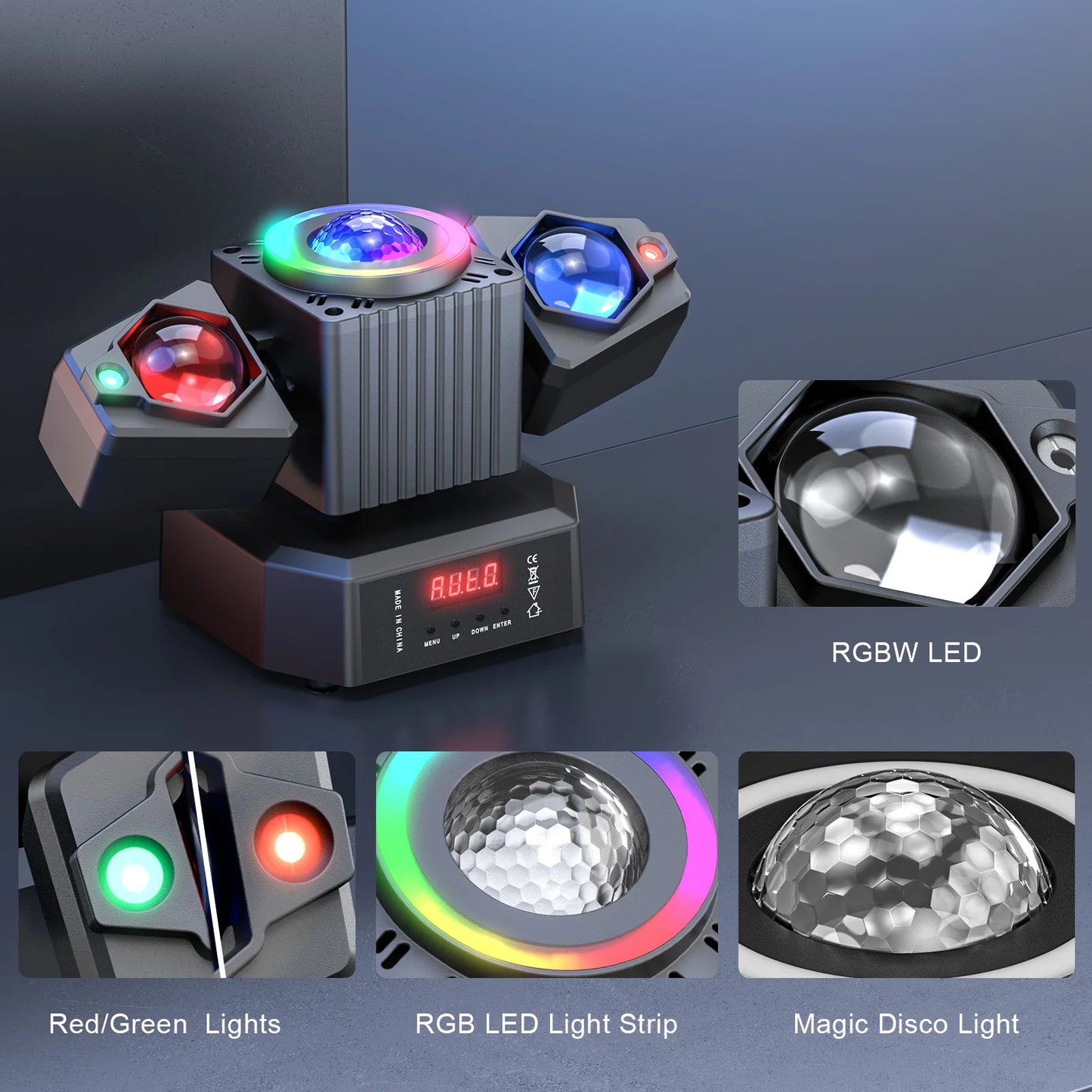 Datewink 65W Moving Head Lights RGBW LED DMX Stage DJ Disco Wedding Party