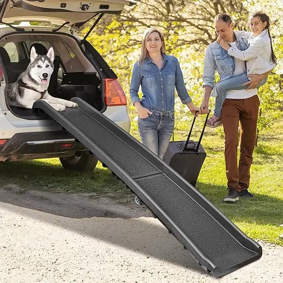 62 Inch Folding Dog Ramp For Cars Trucks SUVs With Raised Non Slip Rails