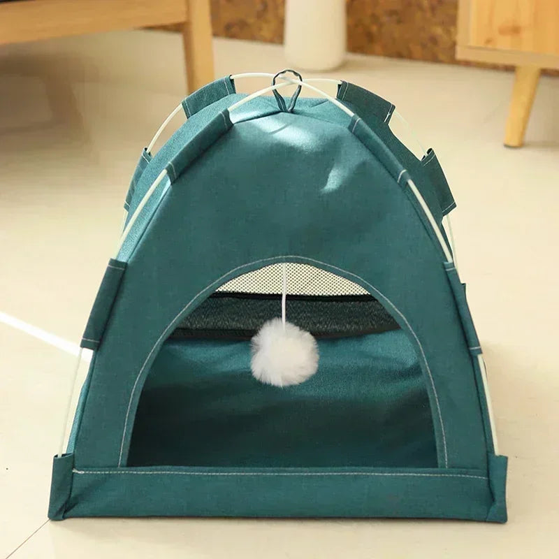 Removable Cat Tent Bed Canvas Sofa Basket Semi Enclosed Cat House Cat Cave