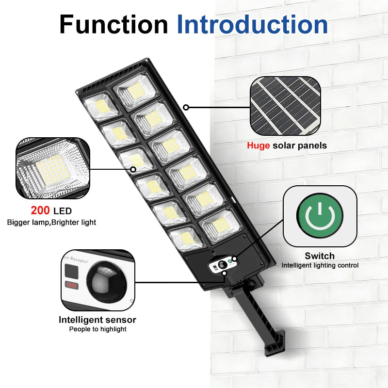 504 LED Solar Motion Sensor Wall Light 3 Modes Waterproof Outdoor Lamp Garage