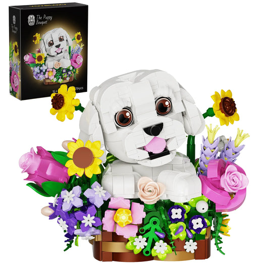 Dogs Bouquet Succulent Building Blocks Set Home Decoration Desktop Ornament Gift