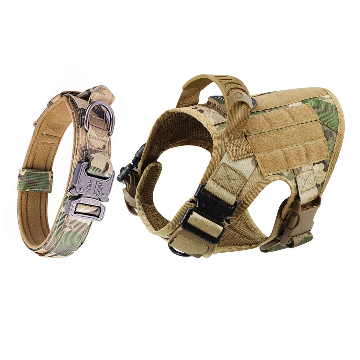 Adjustable Dog Harness And Collar Set Tactical Nylon Vest For All Breeds