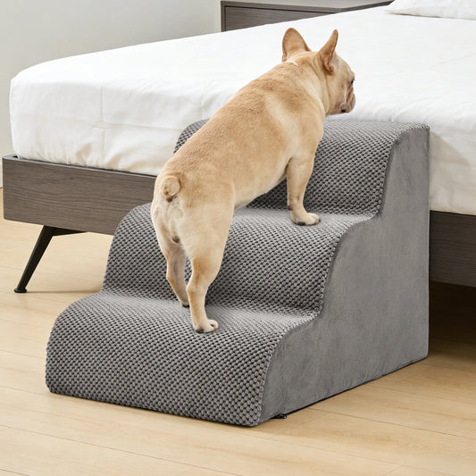 Curved High Density Foam Dog Stairs for Small Dogs Non Slip Indoor Ramp