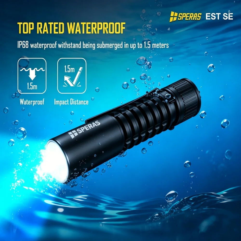 Speras EST SE 1500lm EDC Tactical Flashlight Rechargeable IP68 Waterproof