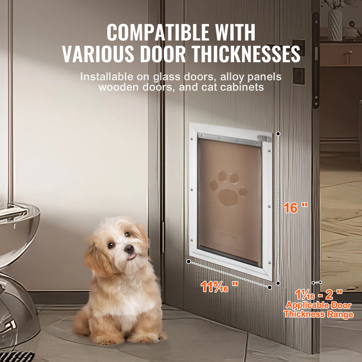SucceBuy Aluminum Pet Door With Lock Weatherproof Flap System