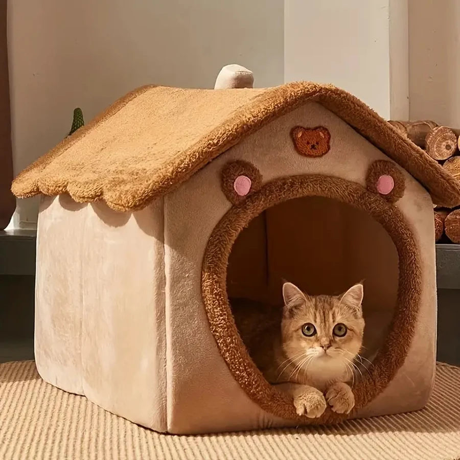Foldable Cat Cave Bed Washable For Extra Small Dogs And Small To Medium Cats