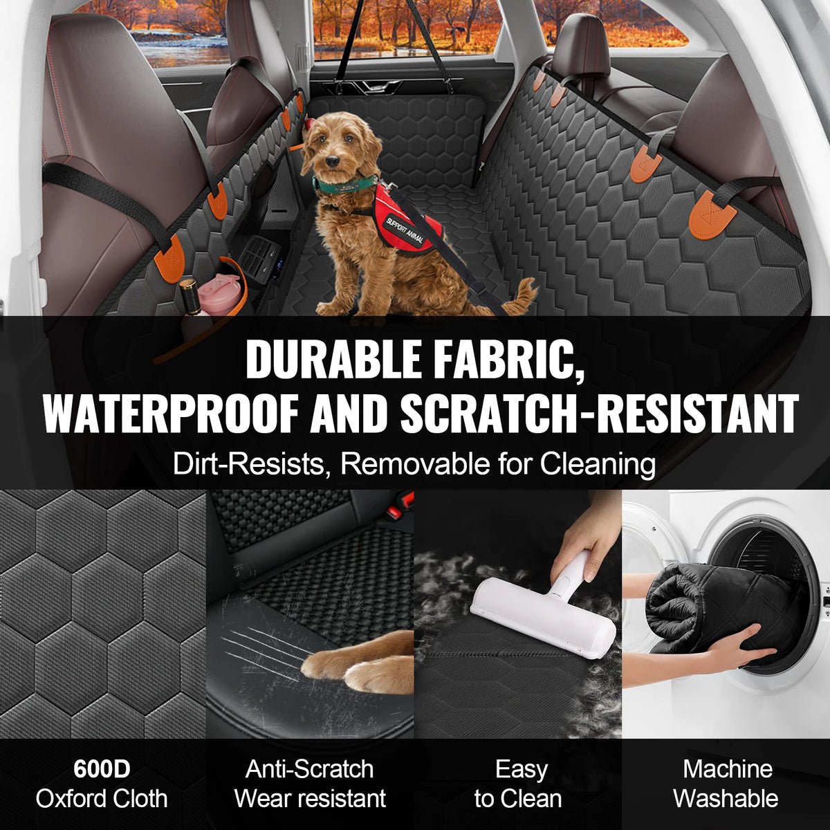 SucceBuy Dog Car Seat Cover Back Seat Extender 350 Lbs Pet Hammock With Storage