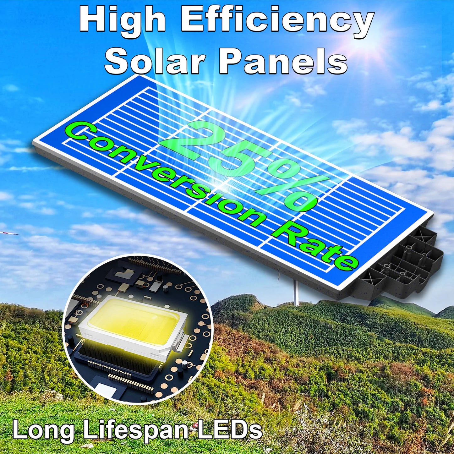 4 Pack Outdoor Solar Street Lights 6000W Automatic Sensor IP65 Waterproof Garden