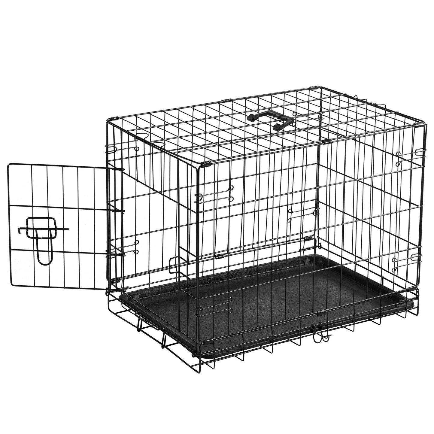 JHK 30 Inch Folding Metal Wire Dog Cage With Leak Proof Pan Extra Large Kennel