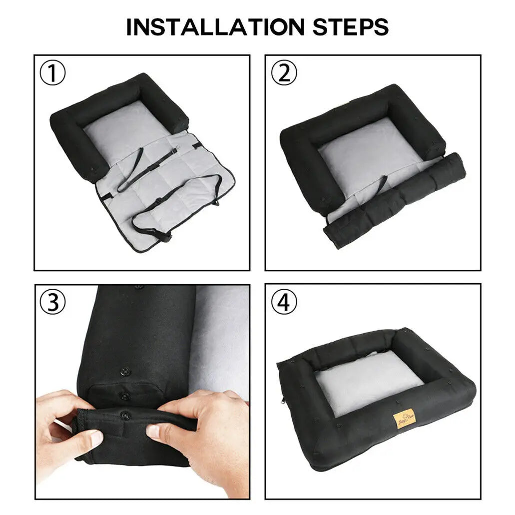 Dog Car Seat Bed Waterproof Cushion Removable Pad Cover And Safety Belt 3 Sizes