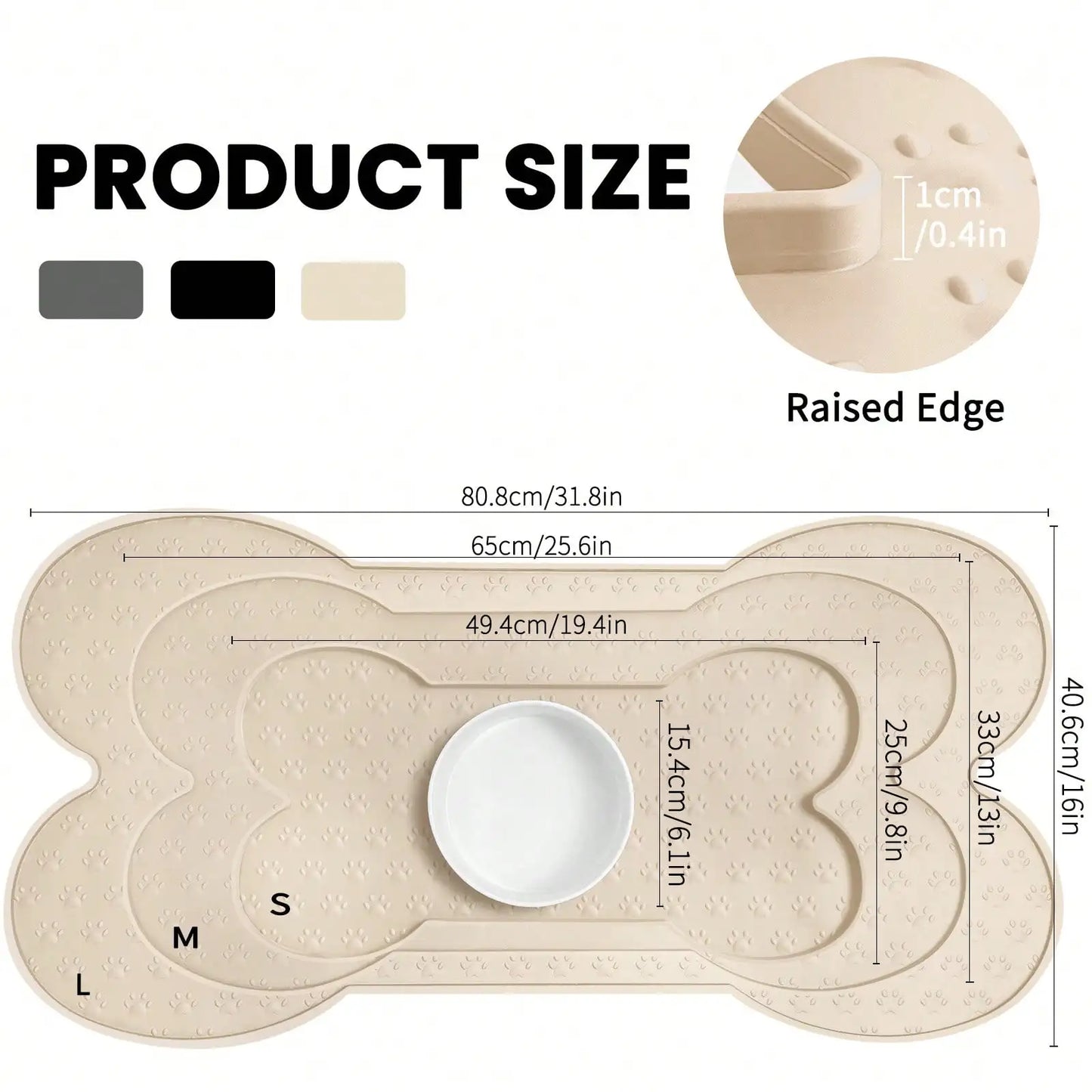 Bone Shape Non Slip Silicone Pet Placemat With Raised Edge For Food And Water