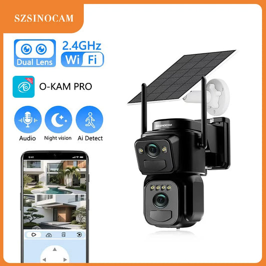 SZSINOCAM Dual Lens Solar WiFi Outdoor Security Camera With 24 Hour Recording