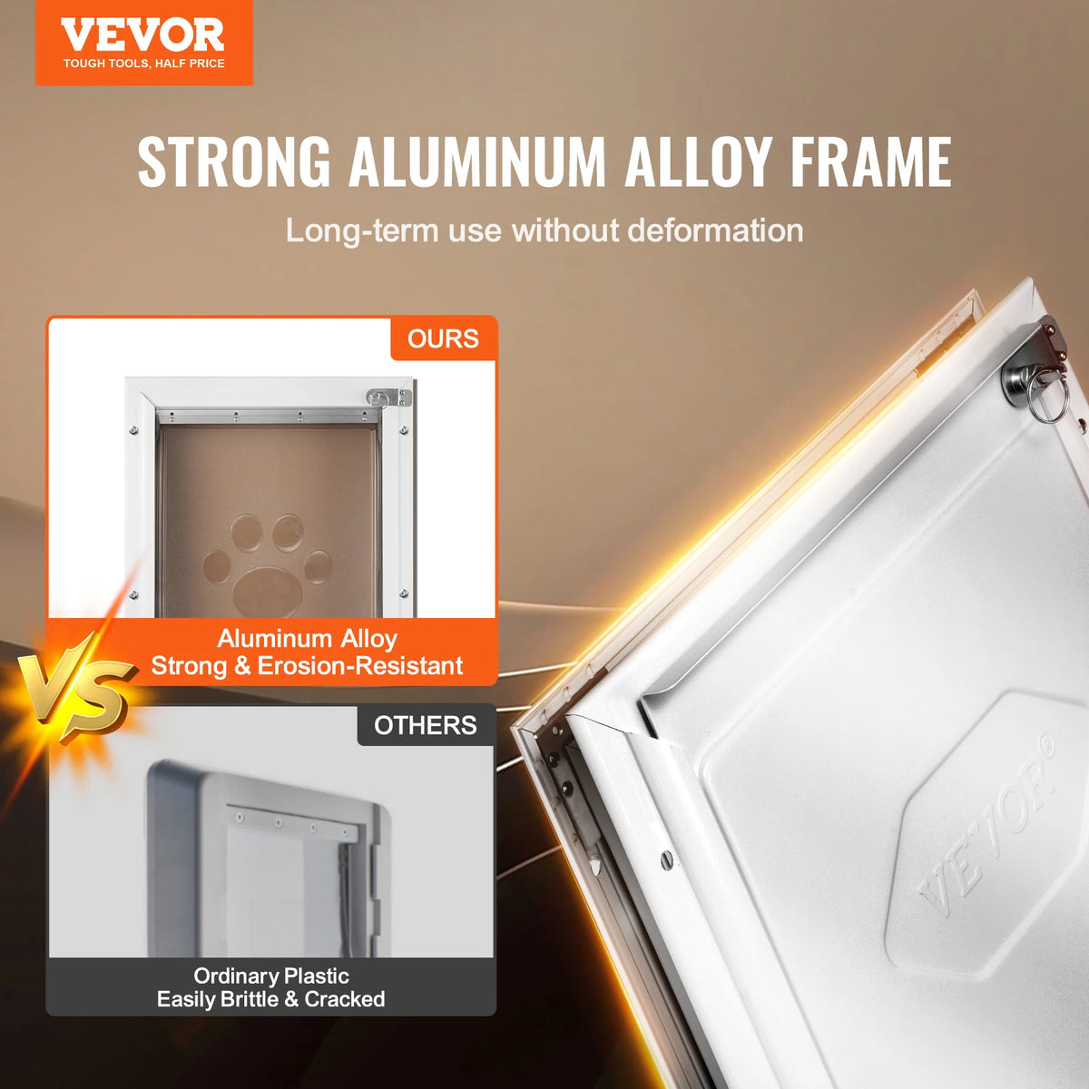SucceBuy Aluminum Pet Door With Lock Weatherproof Flap System