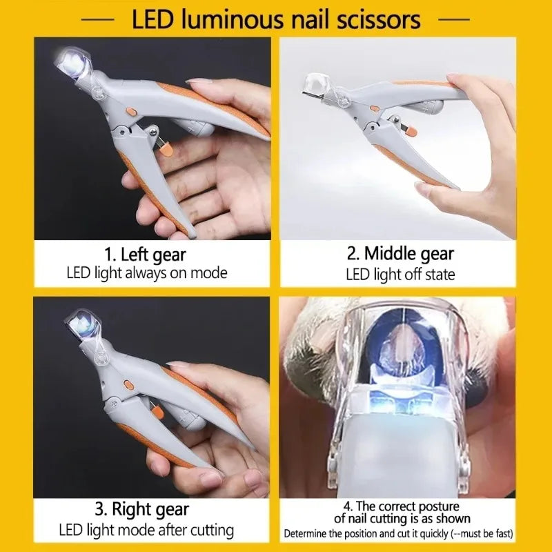 1 LED Pet Nail Clipper With Light For Cats And Dogs Safe Grooming