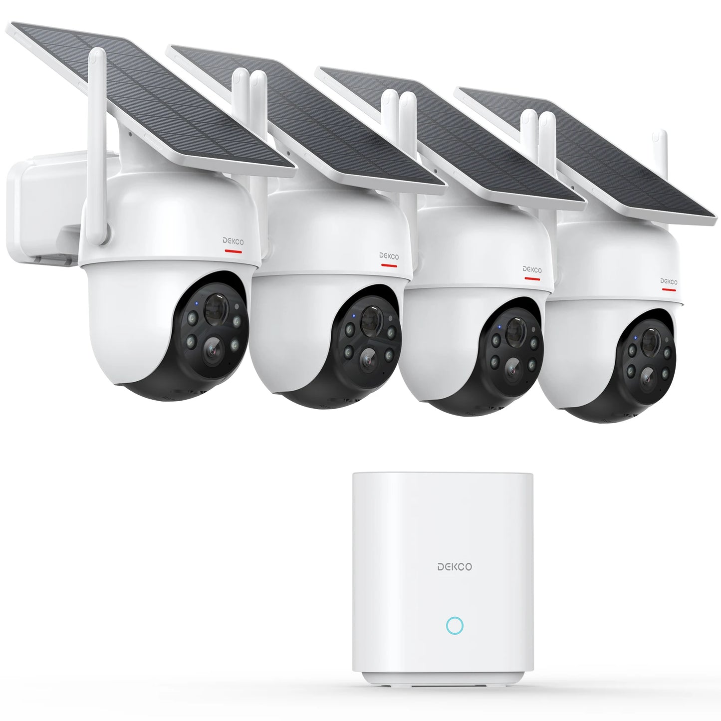 Dekco 3MP Solar Camera System 4 Camera Wireless 360 Degree PTZ Alexa Compatible