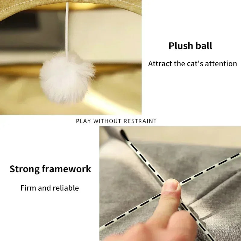 Removable Cat Tent Bed Canvas Sofa Basket Semi Enclosed Cat House Cat Cave