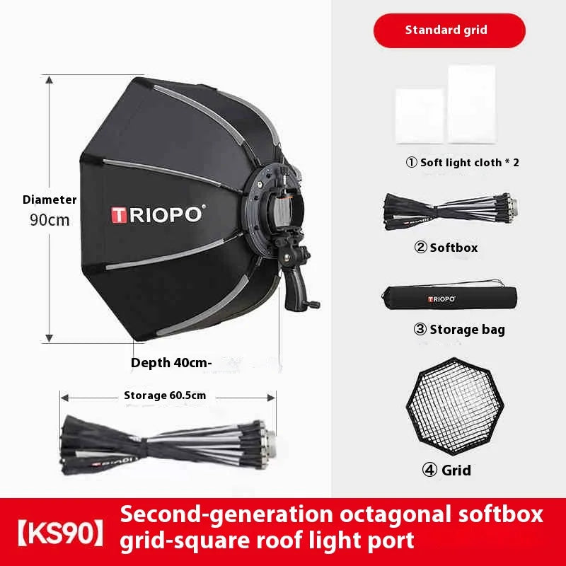 TRIOPO 65cm Foldable Octagon Softbox For Godox Yongnuo Speedlite Flash