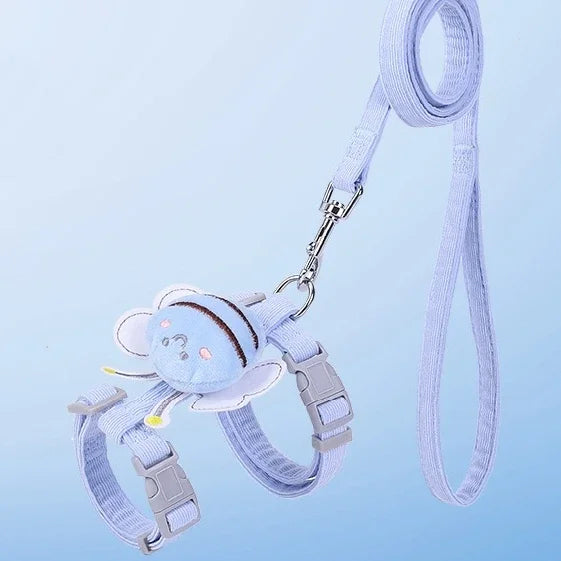 Cartoon Bee Cat Harness And Leash Set Adjustable For Small And Medium Pets