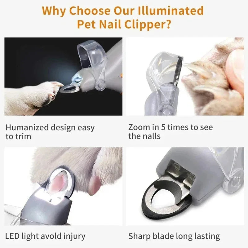 1 LED Pet Nail Clipper With Light For Cats And Dogs Safe Grooming