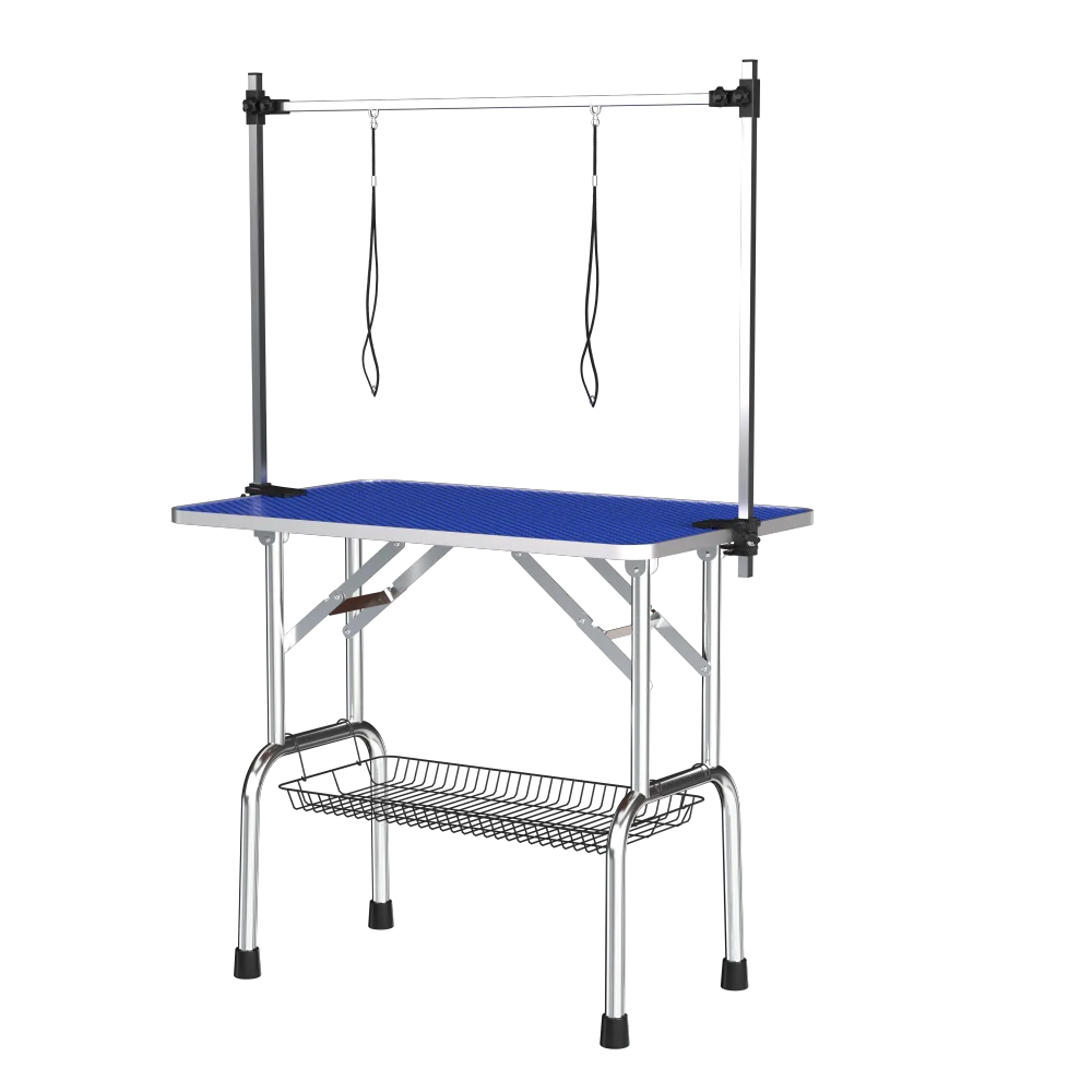 Grooming Table for Dogs and Cats With Adjustable Arm and Clamps 42 Inches Blue