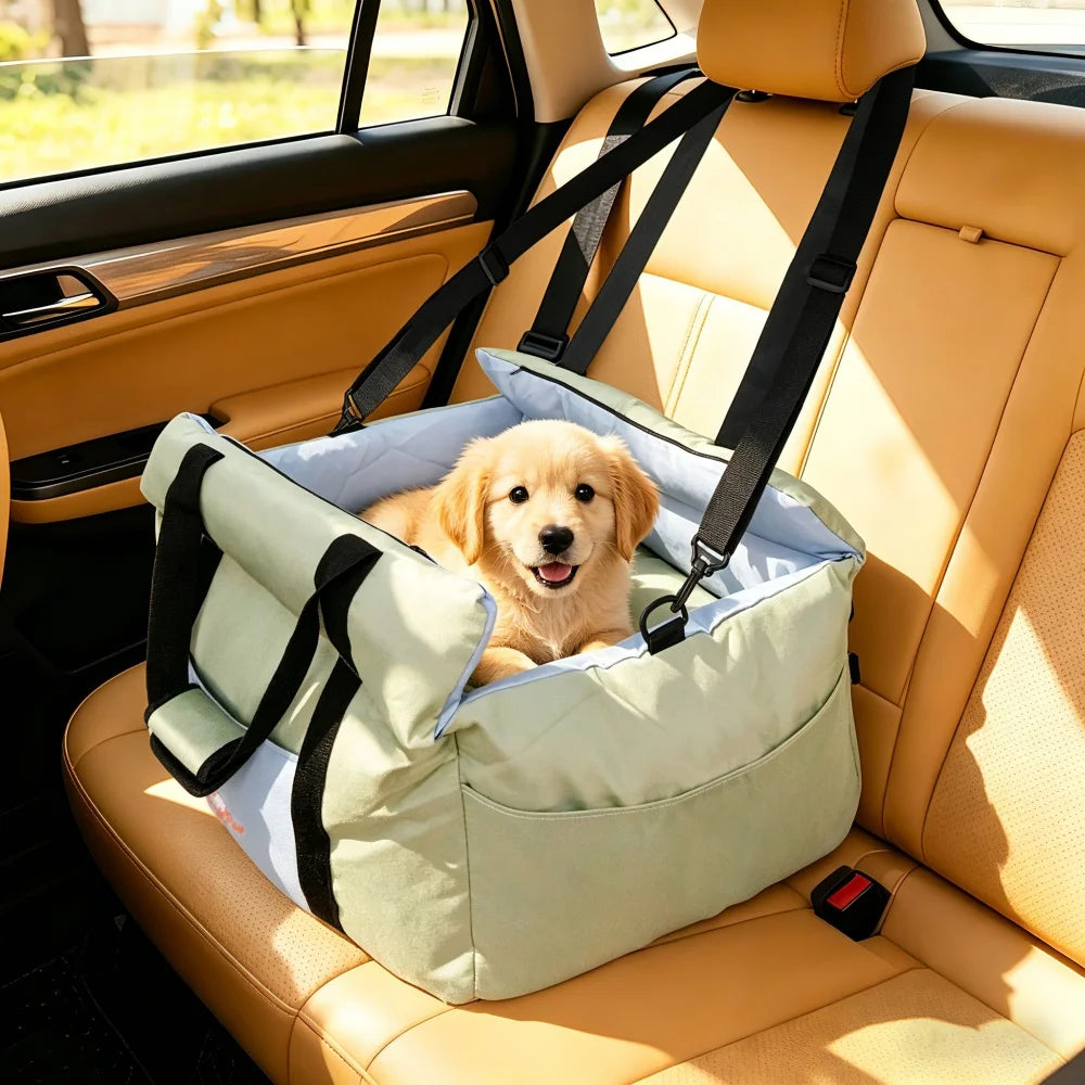 Portable Dog Car Seat Booster With Safety Belt And Removable Washable Cover