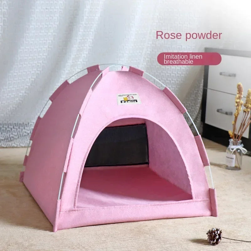 Removable Cat Tent Bed Canvas Sofa Basket Semi Enclosed Cat House Cat Cave