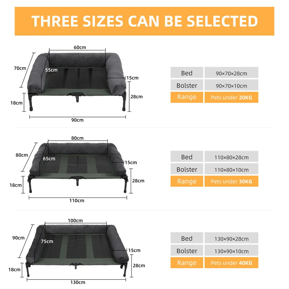 Borwart Outdoor Raised Dog Bed With Cooling Mat And Plush Mat