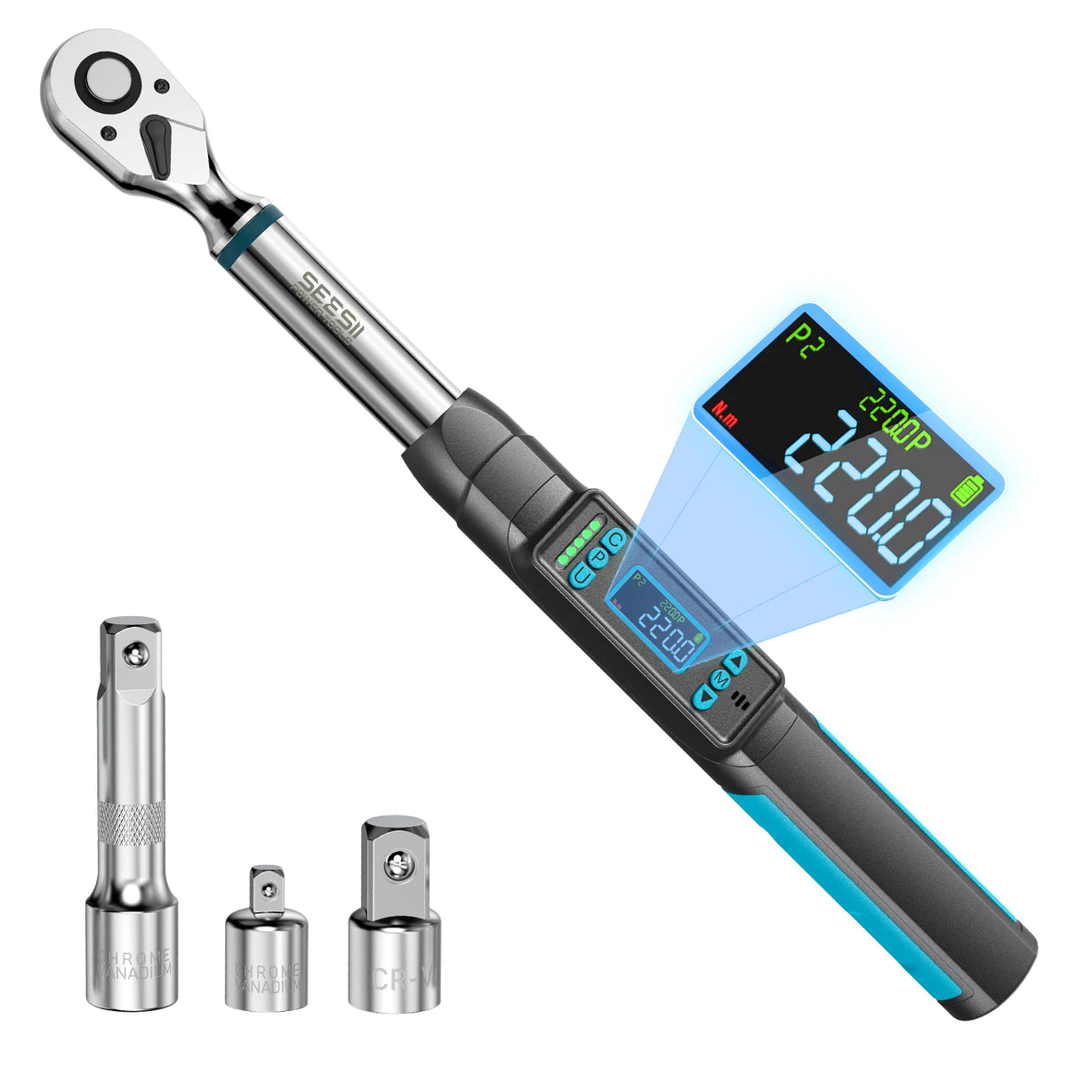 Seesii 3/8 Inch Digital Torque Wrench 220Nm LCD Display Modes