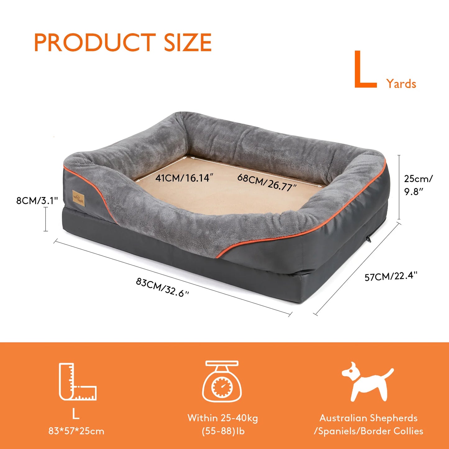 Large Dog Bed With Warm Fleece Anti Allergy Removable Washable Cover Waterproof