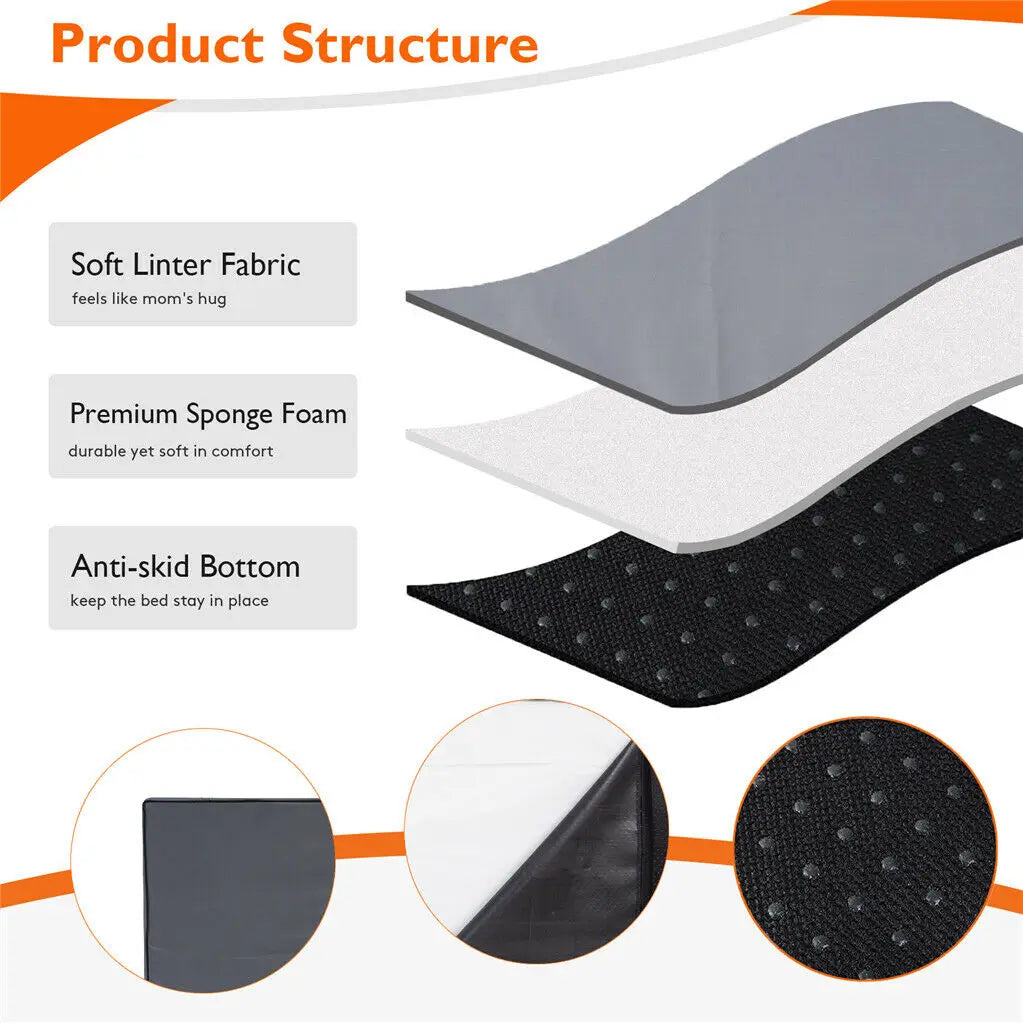 M L XL 2XL Orthopedic Dog Bed Memory Foam Mattress Washable Waterproof Cover