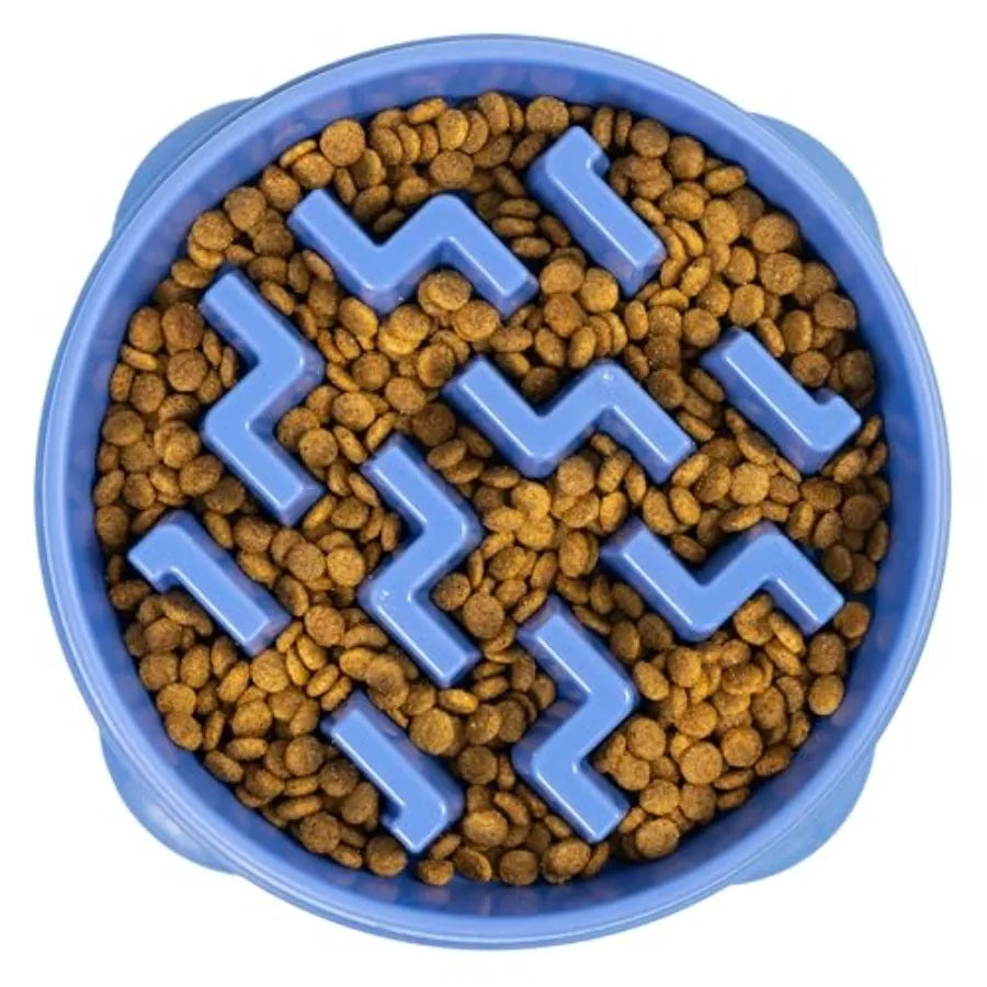 Fun Feeder Slow Bowl 4 Cup Capacity Slow Feeding For Dogs Non Slip Notch Pattern
