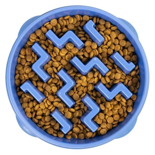 Fun Feeder Slow Bowl 4 Cup Capacity Slow Feeding For Dogs Non Slip Notch Pattern