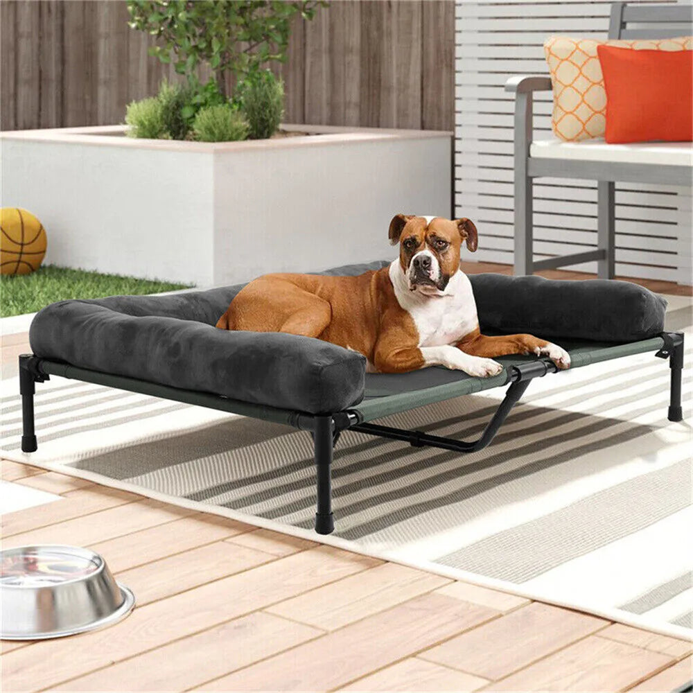 Borwart Outdoor Raised Dog Bed With Cooling Mat And Plush Mat